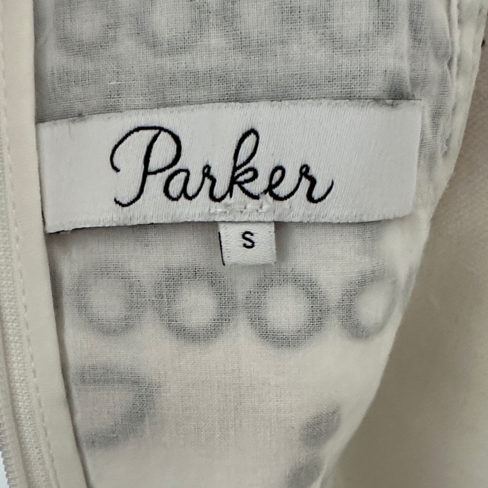 Parker White Dress with Navy Embroidery - Picture 8 of 11